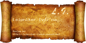 Leipniker Ivána névjegykártya